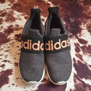 Adidas Womens Black and White With Peach Slip-On Sneakers